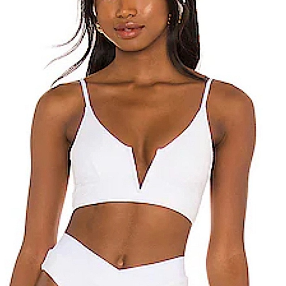 L Space Revolve Siren Ribbed Bikini Top White Size Large Adjustable Stra…